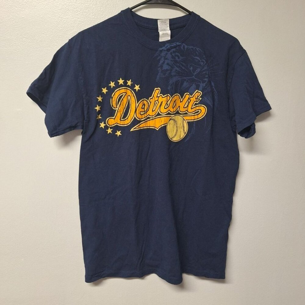 Gilman Detroit Tigers MLB Baseball Michigan Fan Blue Short Sleeve Mens Medium